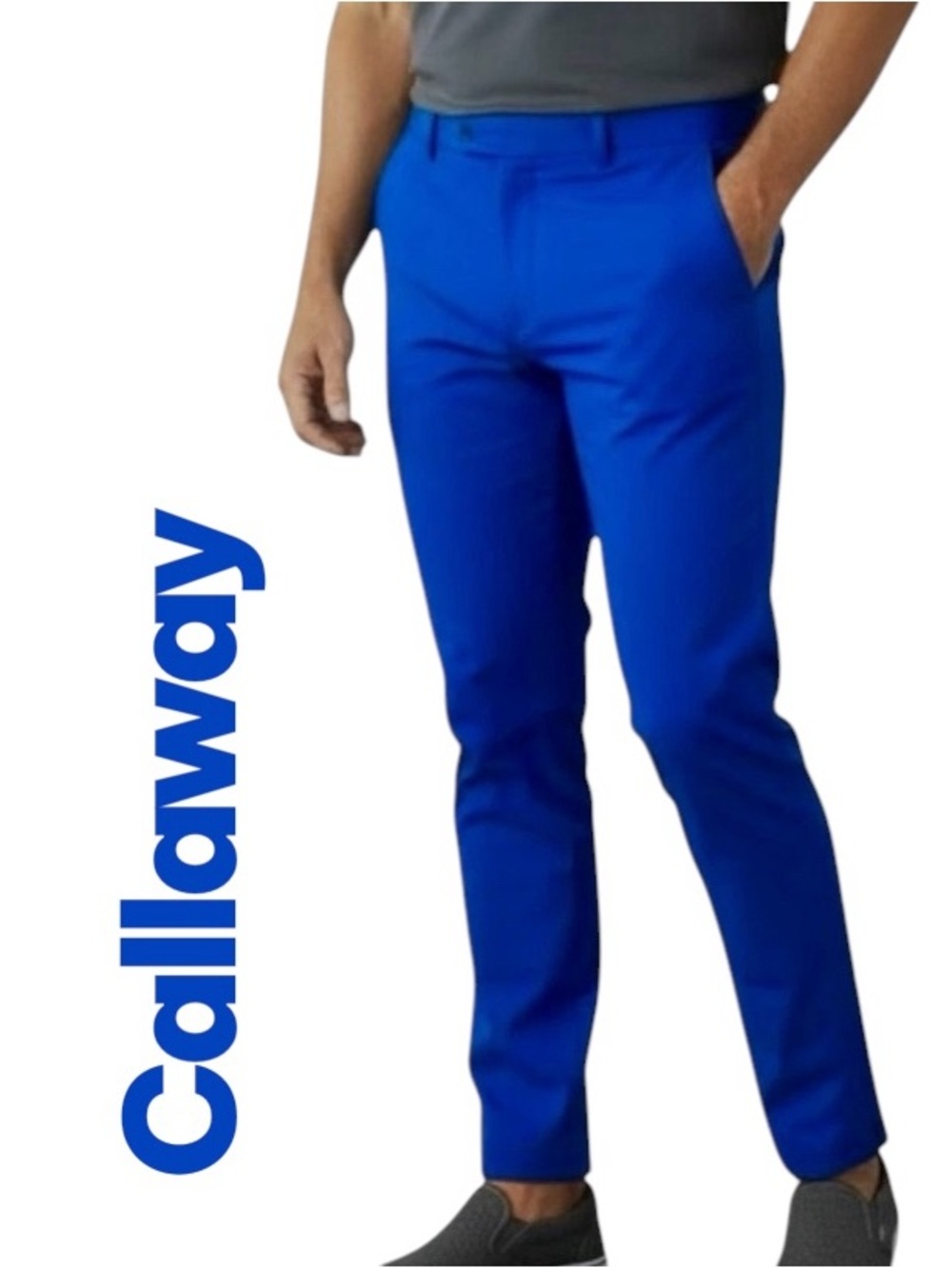 Callaway Blue Golf Pant Lightweight Ankle/Zip Snap Pockets Elastic/Waist M NEW